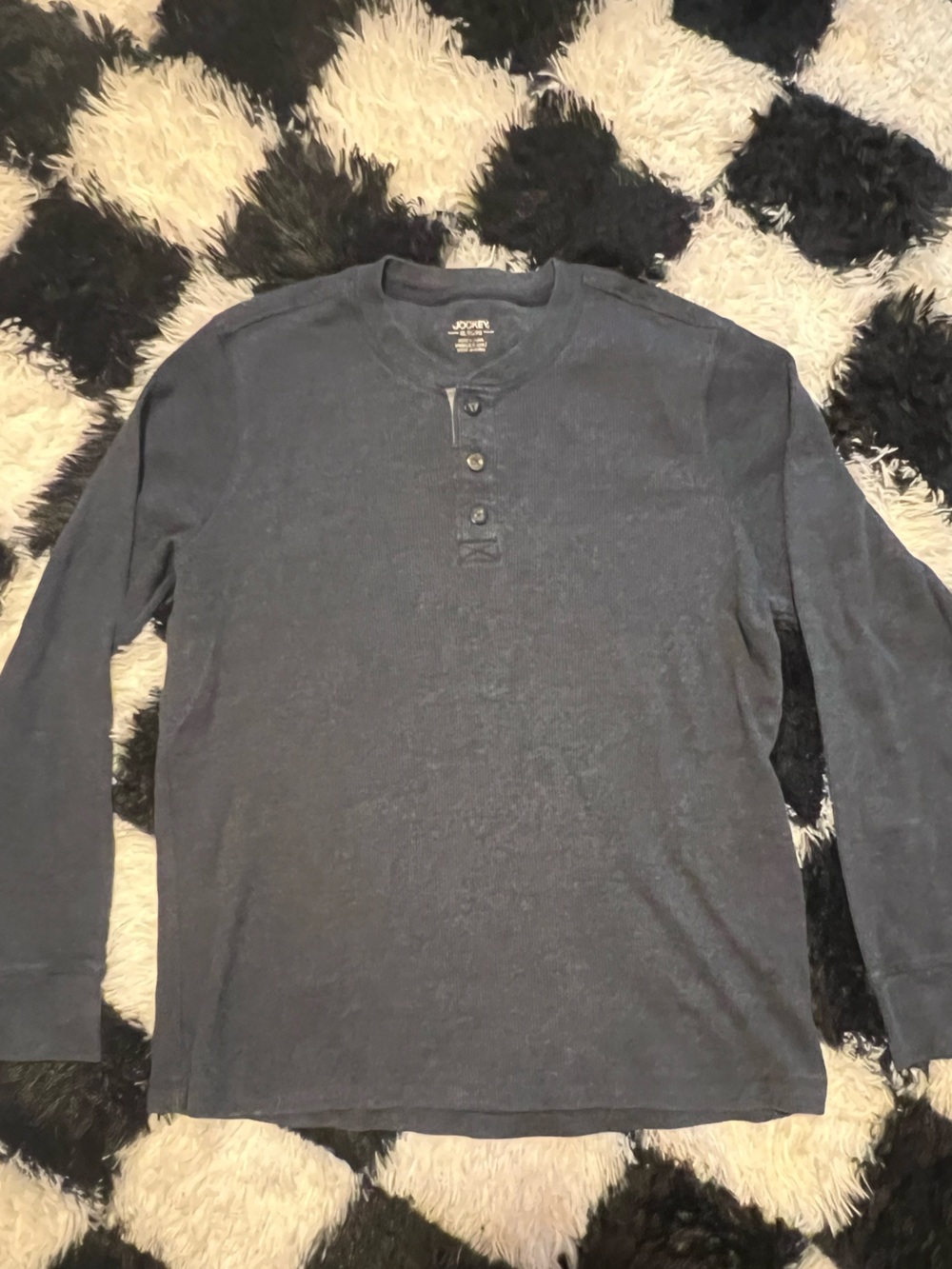 Men's Long Sleeve Henley Thermal Shirt - Navy